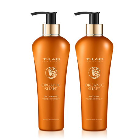 T-LAB Professional Organic Shape Dua shampoo and Dua mask- šampūno 300 ml ir kondicionieriaus 300 ml rinkinys garbanotiems plaukams