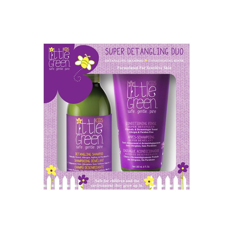Rinkinys plaukų priežiūrai vaikams Little Green Kids Super Detangling Duo LGKSDD, rinkinį sudaro: plaukų šampūnas 240 ml ir plaukų kondicionierius 180 ml