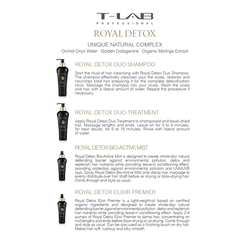 T-LAB Professional Royal Detox Elixir Premier Eliksyras 150ml +dovana prabangus namų kvapas su lazdelėmis