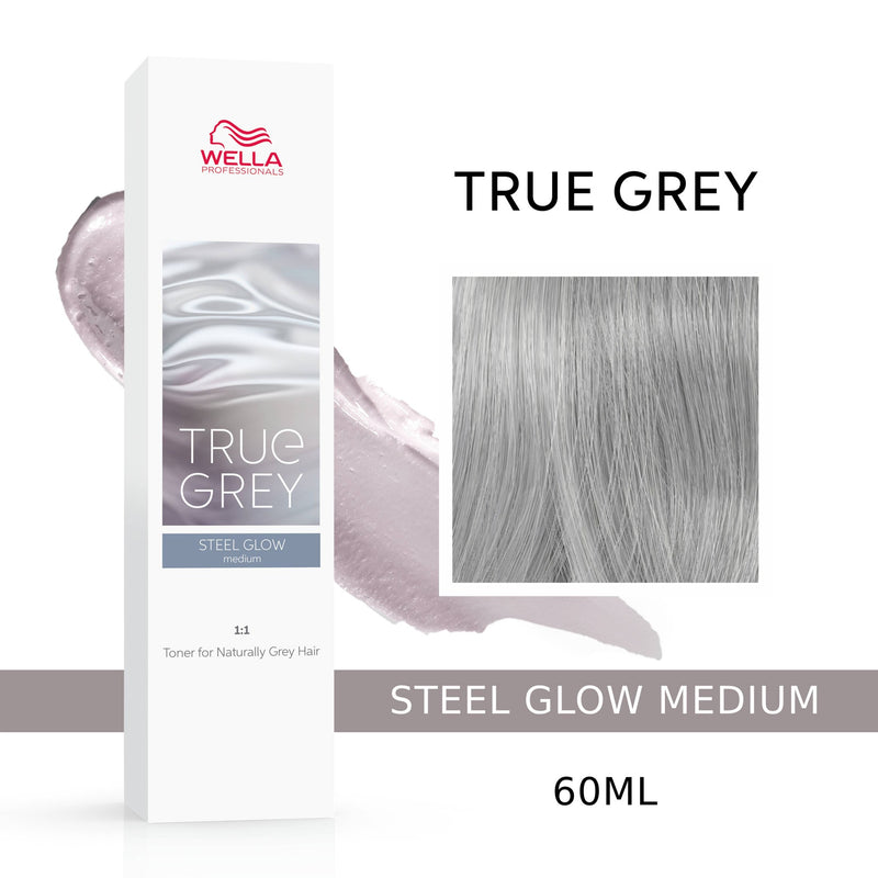 Wella TRUE GREY Steel Glow Medium - Toneris žiliems plaukams, 60 ml
