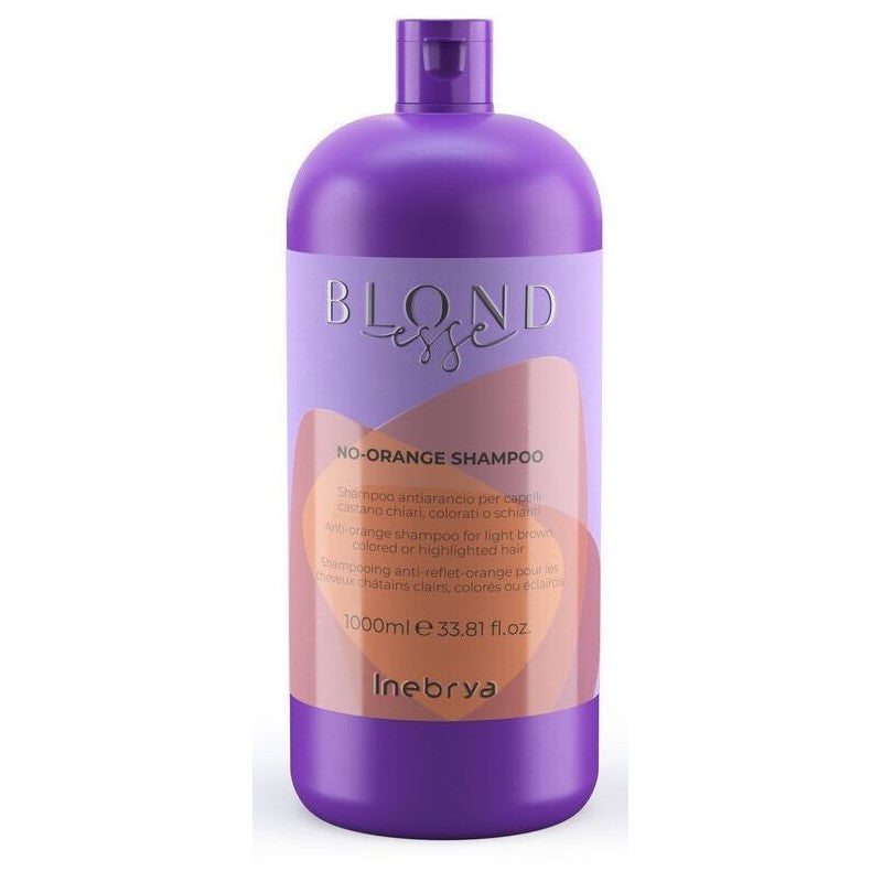 Šampūnas tamsiems plaukams Inebrya Blondesse No-Orange Shampoo ICE26240, pašalina nepageidaujamą oranžinį atspalvį, 1000 ml