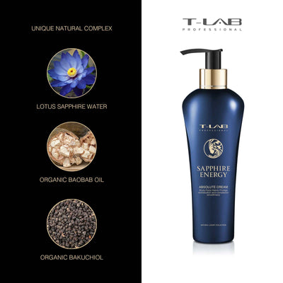 T-LAB Professional Sapphire Energy Absolute Cream Luxury body cream 300 ml + gift luxury home fragrance with sticks 