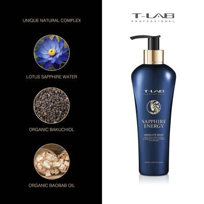 T-LAB Professional Sapphire Energy Absolute Wash Luxury body wash 300 ml + gift luxury home fragrance with sticks