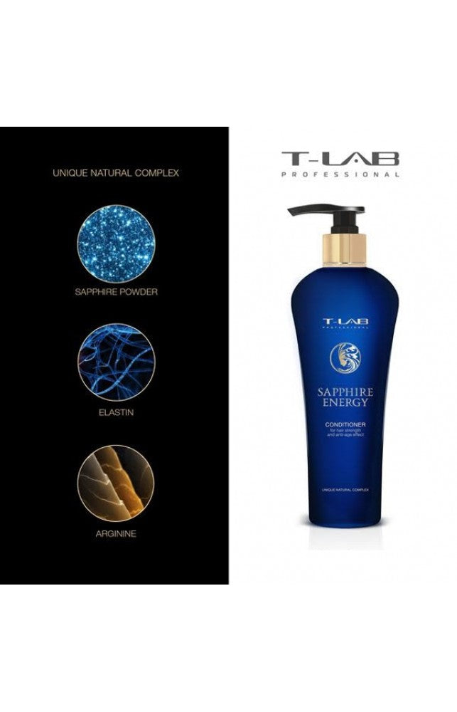 T-LAB Professional Sapphire Energy Duo Shampoo Shampoo for hair strengthening and anti-aging effect 300ml + gift of luxurious home fragrance with sticks 
