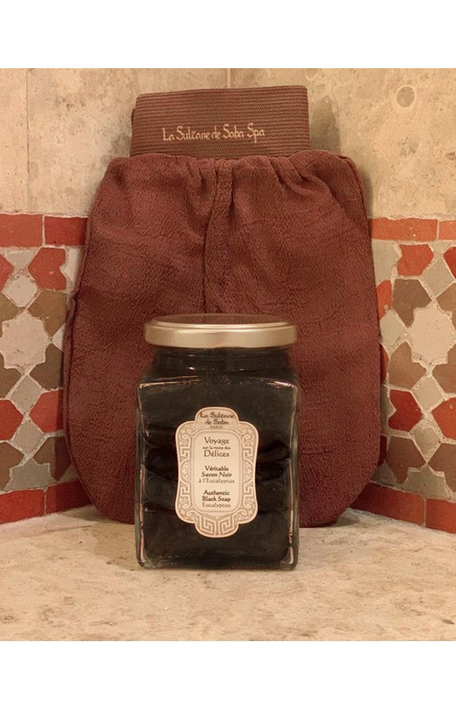 La Sultane de Saba Hamam Rituals Black soap with eucalyptus 300g + gift CHI Silk Infusion Silk for hair