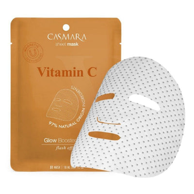 Brightening face mask Casmara Glow Booster Sheet Mask Vitamin C CASA75001, with vitamin C and niacinamide, magnetic technology
