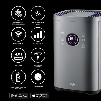 Ультразвуковой увлажнитель воздуха Zyle ZY114HG с приложением для телефона, серебристый