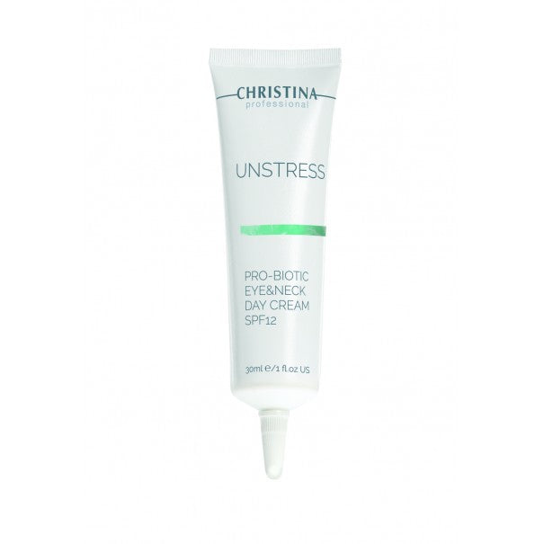 Christina Laboratories Unstress Pro-Biotic Day Eye &amp; Neck Cream SPF 12 Day cream for the skin around the eyes and neck with SPF 12 30 ml 