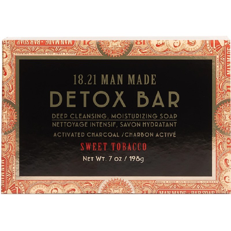 Cleansing soap for men 18.21 Man Made Detox Bar Soap Sweet Tobacco BSD7ST, suitable for face and body, 198 g.