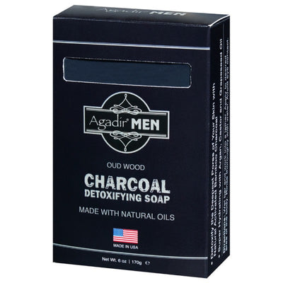 Очищающее мыло для мужчин Agadir Men Oud Wood Charcoal Detoxifying Soap AGDM6041, подходит для сухой кожи, 100% веган, 85 г