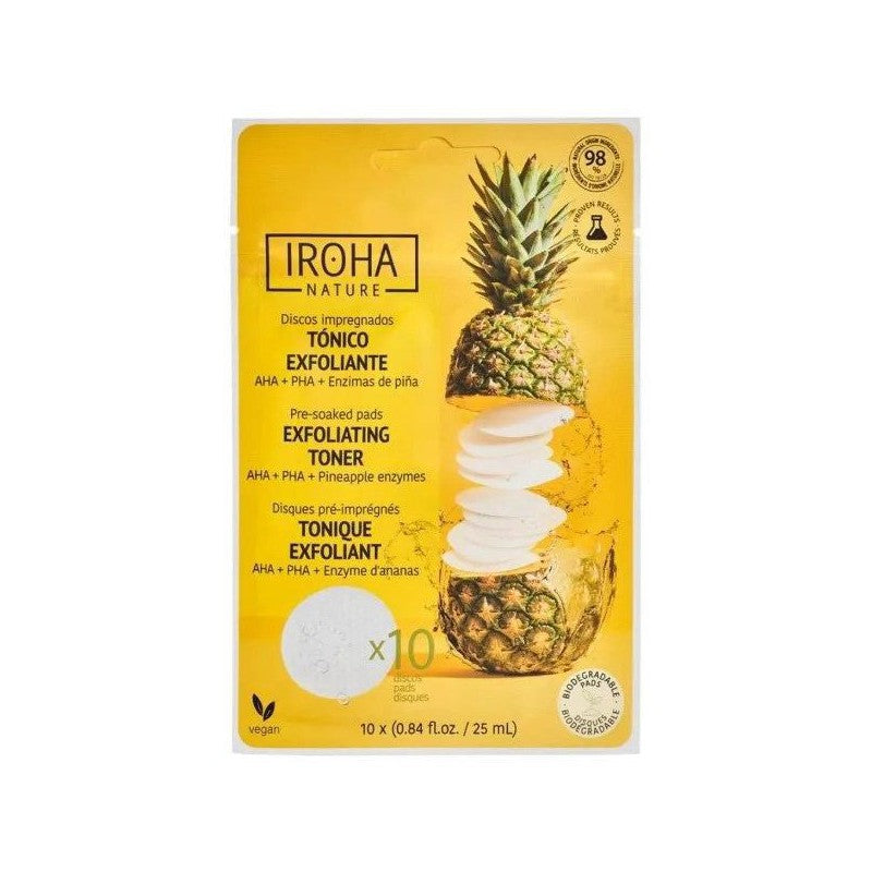 Iroha Nature Exfoliating &amp; Brightening Toner Pad Pineapple PIN12, deeply cleansing and brightening face skin, 10 pcs.