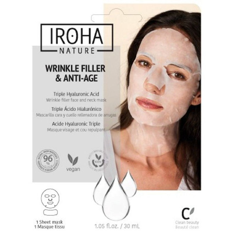 Face and neck mask Iroha Tissue Face &amp; Neck Mask Triple HA with hyaluronic acid 23 ml