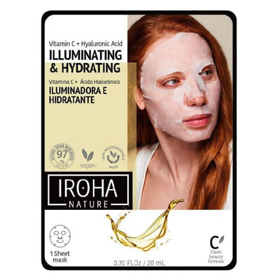 Veido kaukė Iroha Vitamin C + Hyaluronic Acid Illuminating & Hydrating Mask su vitaminu C ir hialurono rūgštimi, 20 ml
