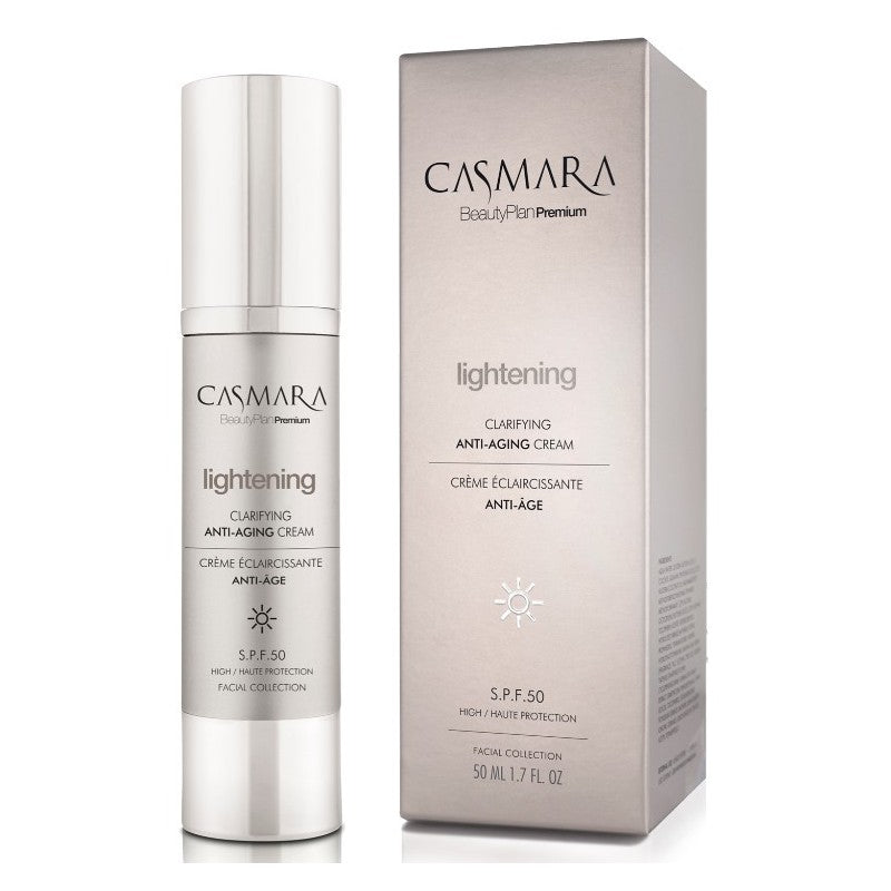 Veido odą skaistinantis ir odos senėjimą stabdantis kremas Casmara Lightening - Clarifying Anti-aging Cream SPF 50 50 ml