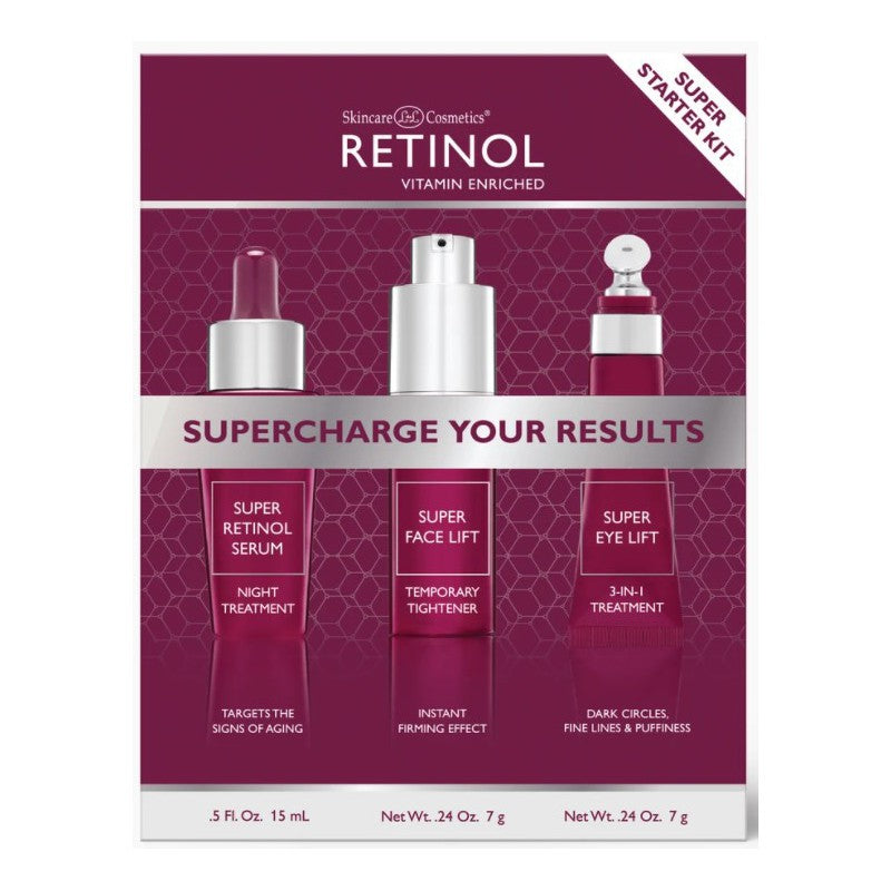 A set of facial care products Retinol Super Starter Kit The set includes: a product for the skin under the eyes, 7 g, a firming product for the skin of the face, 7 g intensive serum for the skin of the face 15 ml