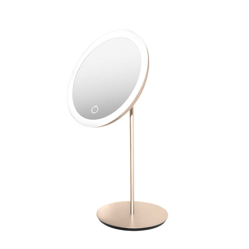 Зеркало на ножке со светодиодной подсветкой Be Osom LED Table Mirror Champagne BEOSOM18DTRGD, цвет шампань, 5X, диаметр 175 мм + подарок Previa средство для волос