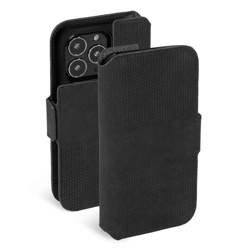 Кожаный телефонный кошелек Krusell Apple iPhone 13 Pro Max черный (62396)