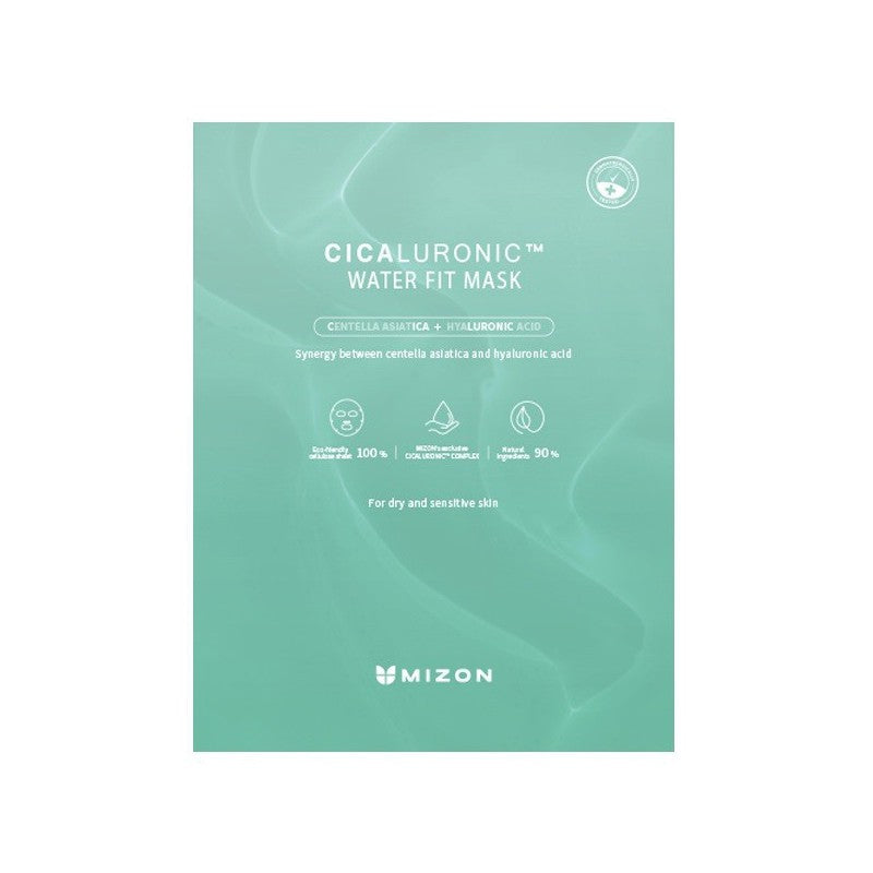 Disposable face mask Mizon Cicaluronic Water Fit Mask MIZ313010487, with Asian centella and hyaluronic acid, intensively moisturizing, 24 g