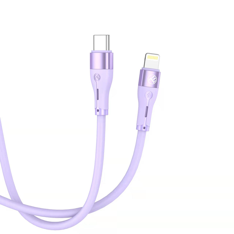 Силиконовый кабель Tellur Type-C к Lightning PD30W, 1 м, фиолетовый