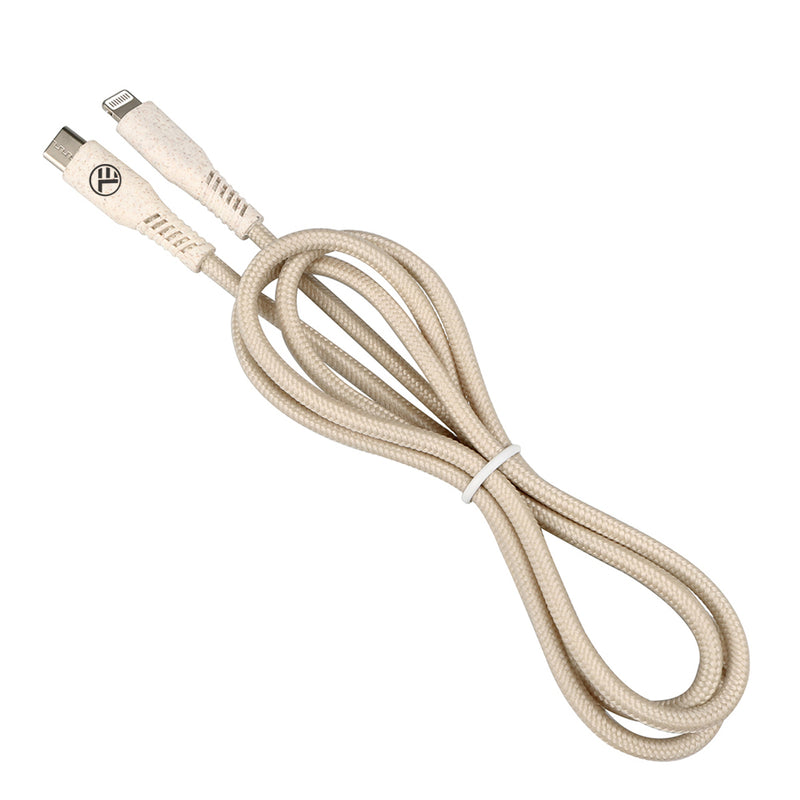 Tellur Green Data Cable Type-C To Lightning 2.4A PD20W 1m Nylon Cream