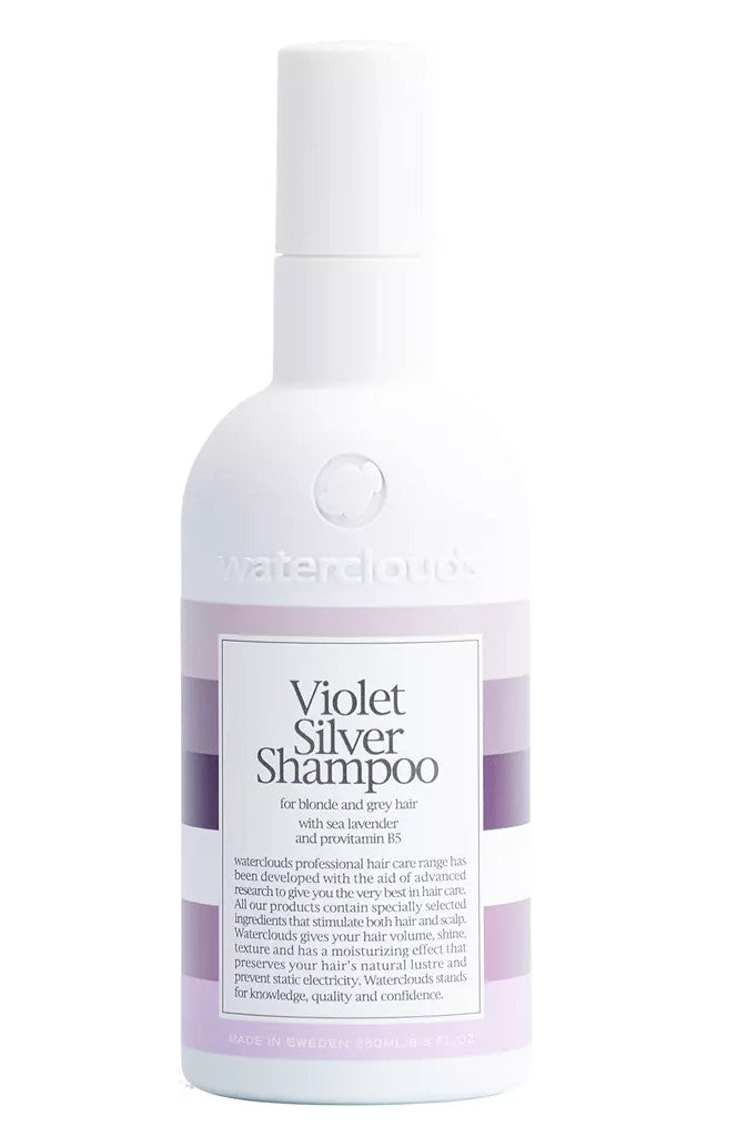 Waterclouds Violet Silver Shampoo Šampūnas skirtas šviesiems ar žiliems plaukams +dovana Previa plaukų priemonė