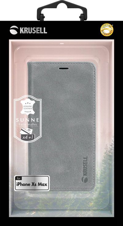 Krusell Sunne 4 Card FolioWallet Apple iPhone XS Max vintage grey