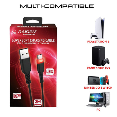 Зарядный кабель Subsonic Supersoft USB-C для PS5/Xbox/Switch