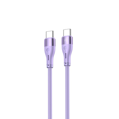 Силиконовый кабель Tellur Type-C на Type-C PD60W, 1 м, фиолетовый