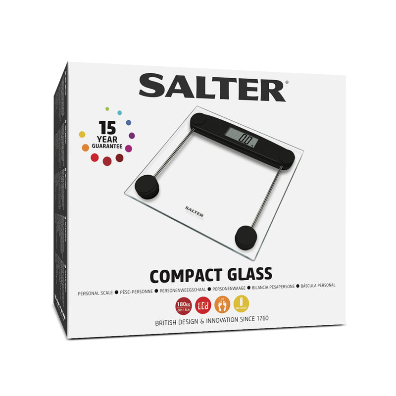 Компактные стеклянные электронные напольные весы Salter 9208 BK3R
