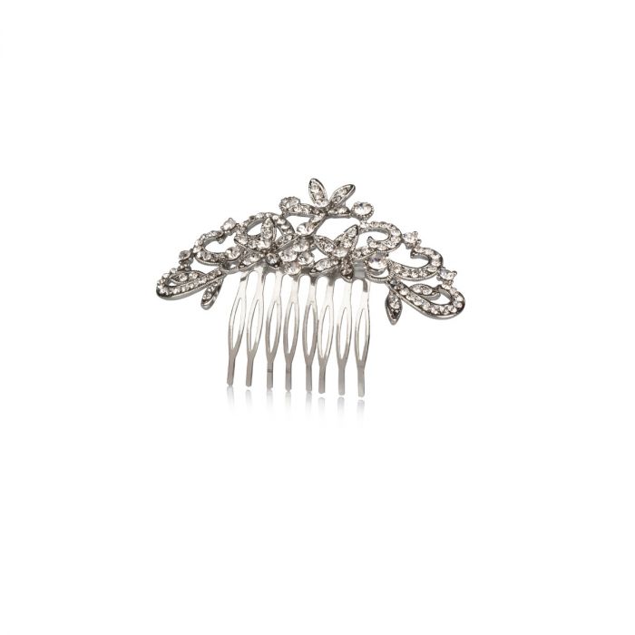 Hair accessory with zircon and flowers 